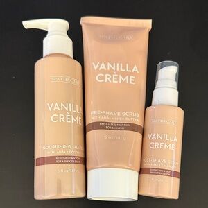 Viral Spathecary Vanilla Crème Shaving Set Bundle shave scrub oil & serum New